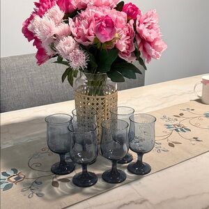 Connoisseur by Libbey Dusky Blue Tulip Set of 6 Wine Glasses 5 1/2"